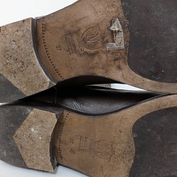 Massimo Dutti Brown Leather Riding Boots Lace Up Knee High Round Toe - Picture 12 of 16